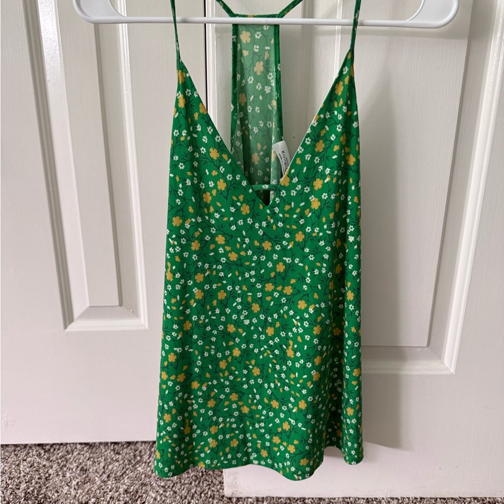 Floral Green Sleeveless Top